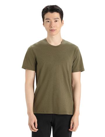 Loden Men's Icebreaker Merino Central Classic Short Sleeve T Shirts | USA 1145GSOL